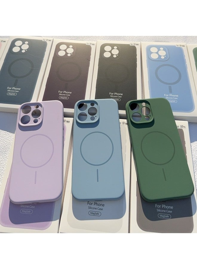 Suitable For IPhone16promax Liquid Silicone Mobile Phone Case Thin Ring Magnetic Animation 16pro Fine Hole AI Button-Color:Light Blue [magnetic Animation Model]-Applicable Models:iPhone 14  - Image 3