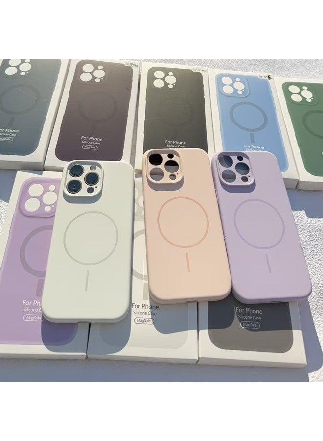 Suitable For IPhone16promax Liquid Silicone Mobile Phone Case Thin Ring Magnetic Animation 16pro Fine Hole AI Button-Color:Light Blue [magnetic Animation Model]-Applicable Models:iPhone 14  - Image 2