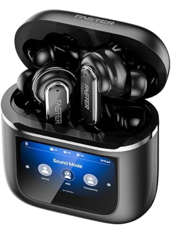 Faster Vizion Wireless Earbuds, Bluetooth 5.4 with ENC, Smart Touch Screen Case, 35H - Image 1