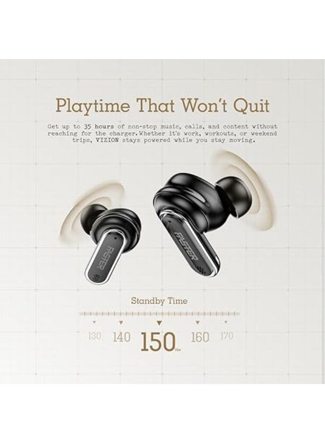 Faster Vizion Wireless Earbuds, Bluetooth 5.4 with ENC, Smart Touch Screen Case, 35H - Image 5