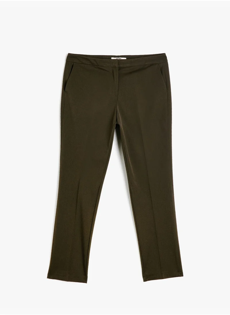 كوتون Crop Legging Pants With Pocket