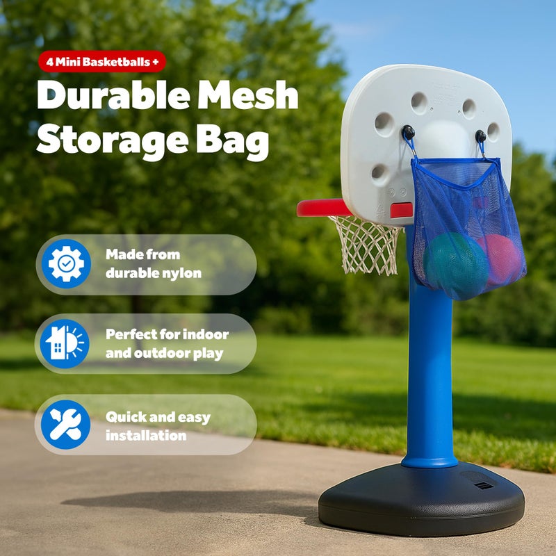 Galvanox Mini Rubber Basketballs with Pump (7" Inch) Includes Mesh Storage Bag Designed for Little Tikes Basketball Hoop (4 Balls, Orange) Blue - Image 3