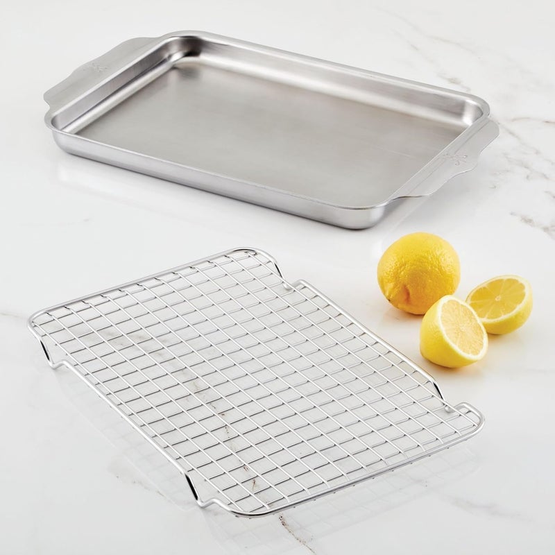 Hestan Provisions OvenBond â€“ 9" x 12.5" Tri-ply Clad Stainless Steel Quarter Sheet Pan with Rack - Image 5