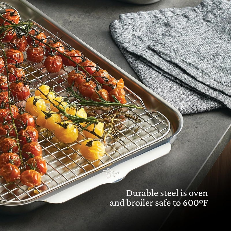 Hestan Provisions OvenBond â€“ 9" x 12.5" Tri-ply Clad Stainless Steel Quarter Sheet Pan with Rack - Image 4
