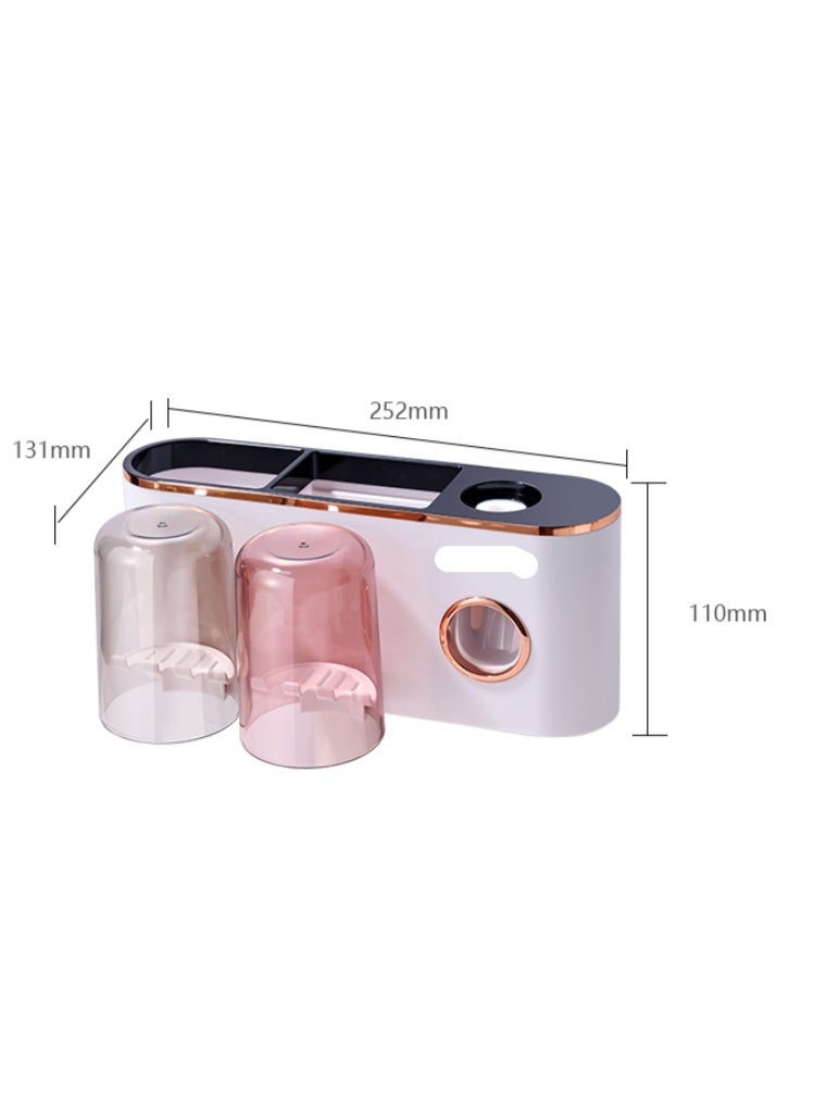 Toothbrush Holders Bathroom Accessories with Toothpaste Dispenser, 3 Cups Toothbrush Holder Wall Mounted Bathroom Decor - Image 2