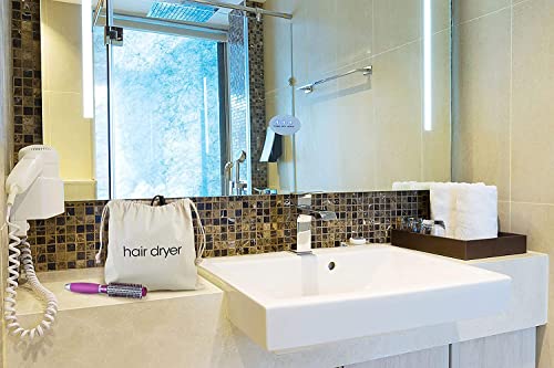 FabbPro Hair Dryer Bags Storage Organizer – Beige Color – 12" x 12" Drawstring Closure Cover – Ideal for Home, Hotel, Guest Room or as a Travel Bag (12" x 12") - Image 3
