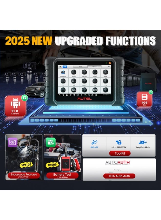 Autel - Autel MaxiCheck MX808S-TS, 2025 Same as MaxiCOM MK900TS MX900-TS TS900, US Ver. of MK808S-TS up of MK808S MK808Z, Top TPMS Programming Relearn Retrofit, 3000+ Active Test, 28+ Service, All-System Scan - Image 1