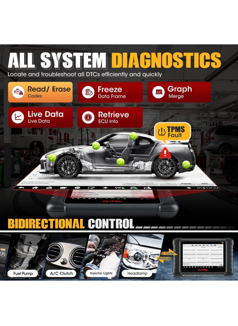 Autel - Autel MaxiCheck MX808S-TS, 2025 Same as MaxiCOM MK900TS MX900-TS TS900, US Ver. of MK808S-TS up of MK808S MK808Z, Top TPMS Programming Relearn Retrofit, 3000+ Active Test, 28+ Service, All-System Scan - Image 1
