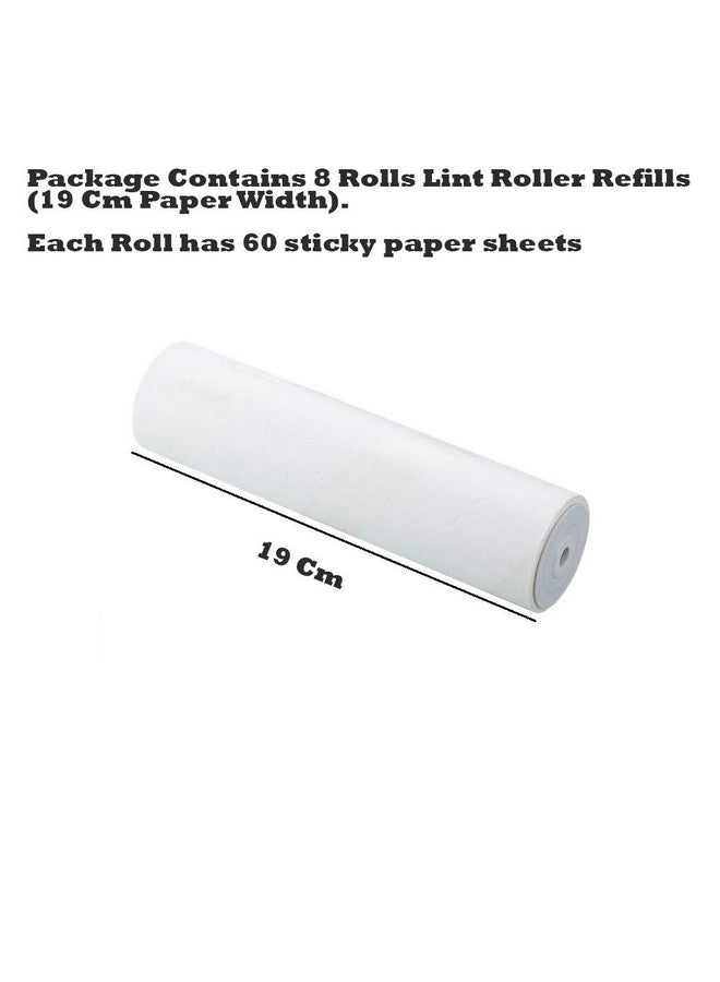 STORE 2508 Store2508 Lint Roller Refill 19 cm Width, 8 Rolls, 480 Sheets - Image 2