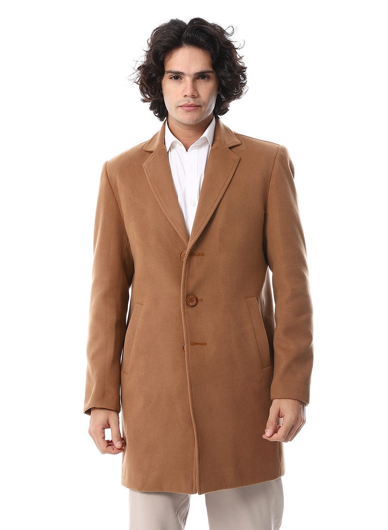 Andora Classic Coat With Slanted Pockets_Coffee Brown - Image 1