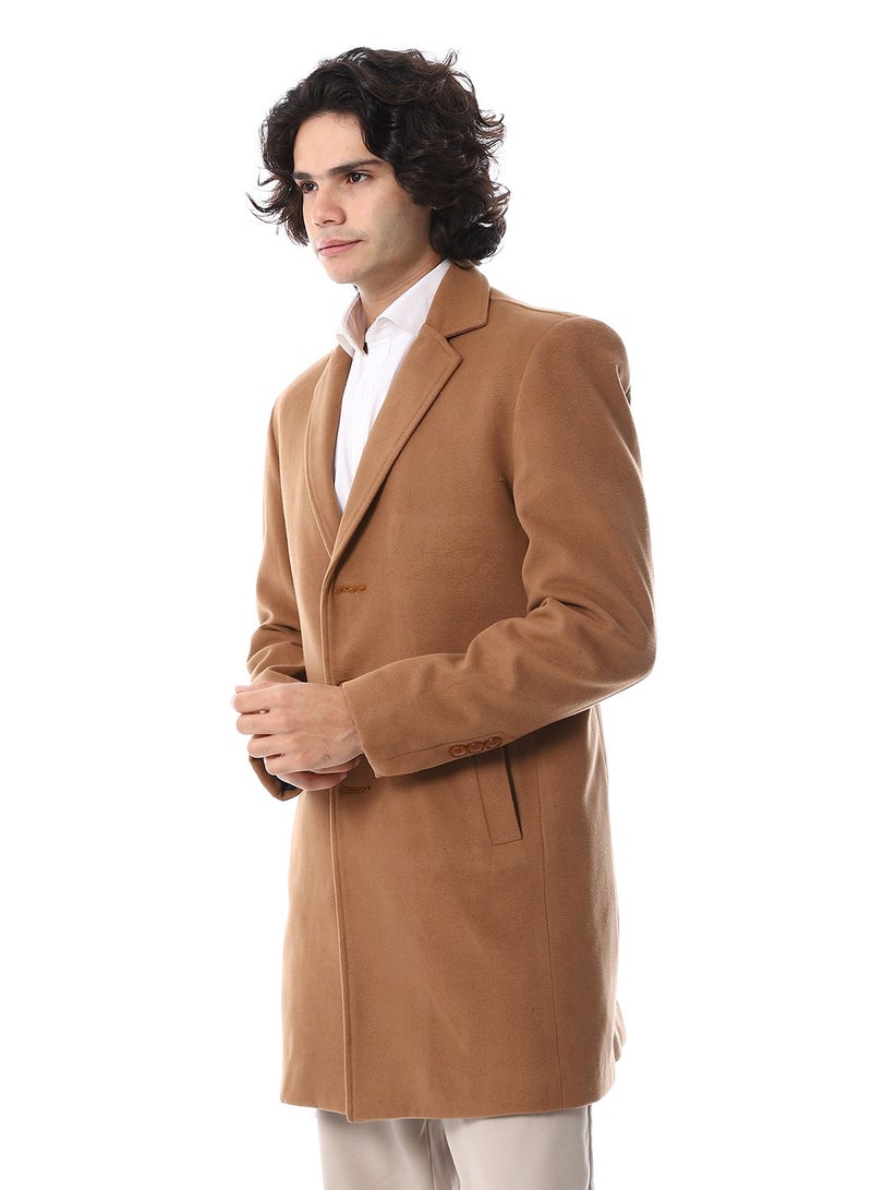 Andora Classic Coat With Slanted Pockets_Coffee Brown - Image 2