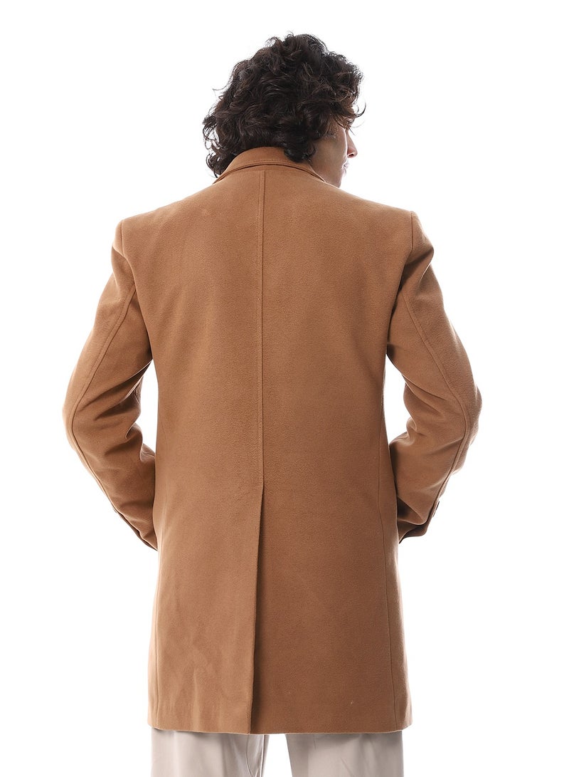 Andora Classic Coat With Slanted Pockets_Coffee Brown - Image 3