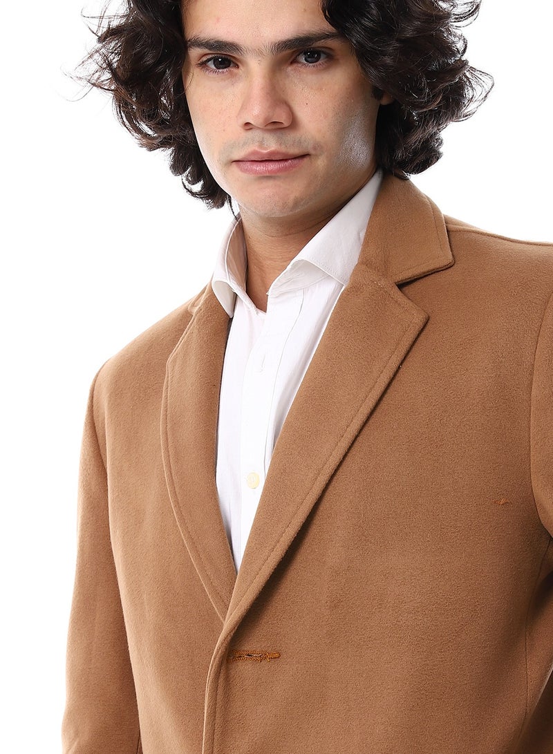 Andora Classic Coat With Slanted Pockets_Coffee Brown - Image 4