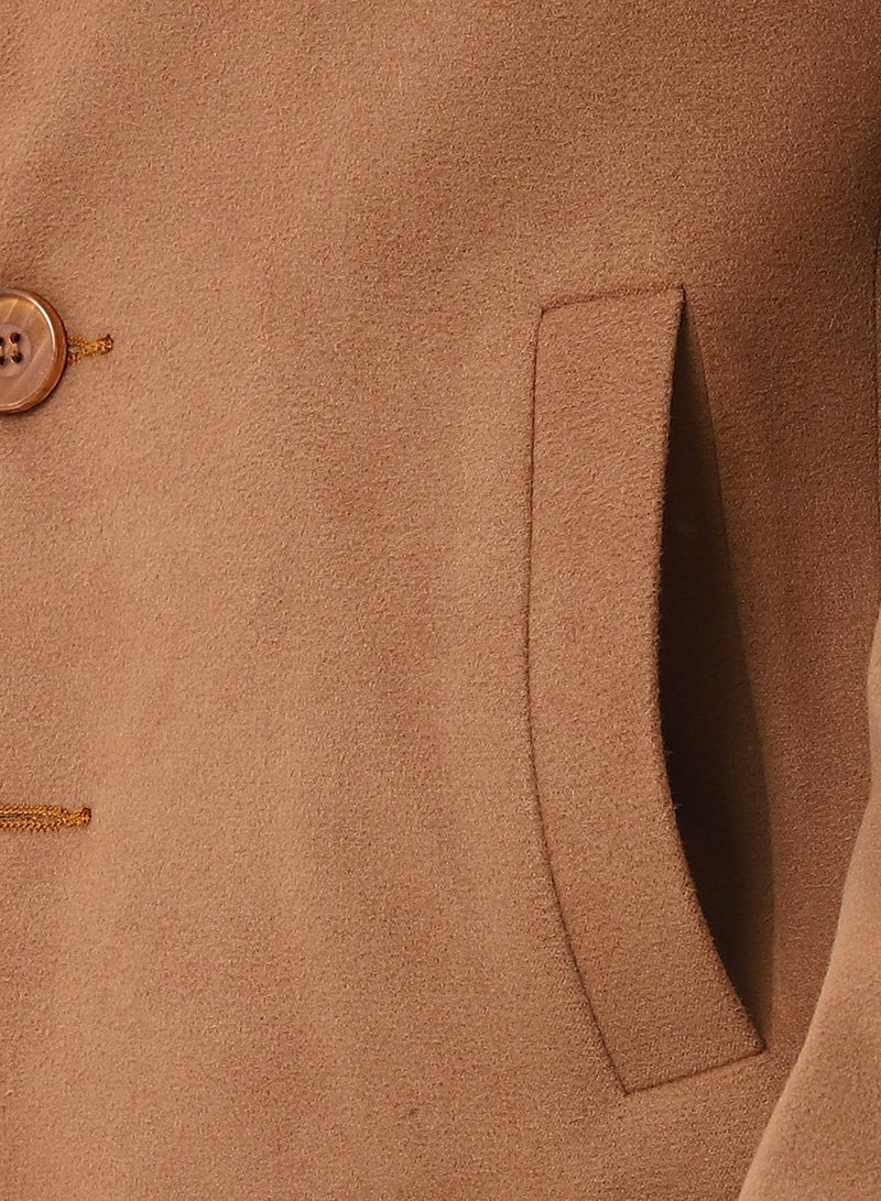 Andora Classic Coat With Slanted Pockets_Coffee Brown - Image 5