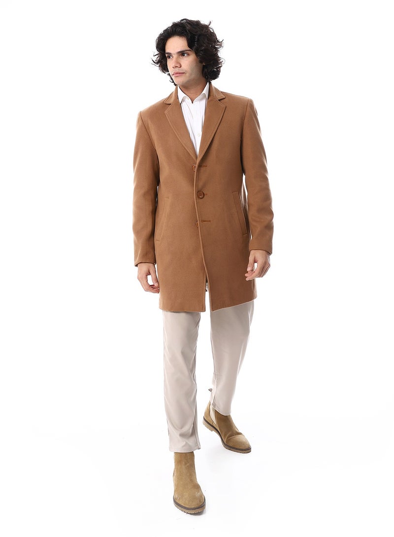 Classic Coat With Slanted Pockets_Coffee Brown
