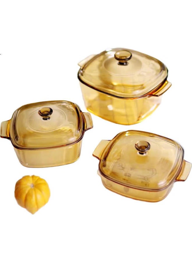 Visions 1.5l Square Soup Pot High Temperature Resistant Glass Stew Pot Cooking Pot Crystal Clear Double Ear Pot Direct Fire Heating - Image 3