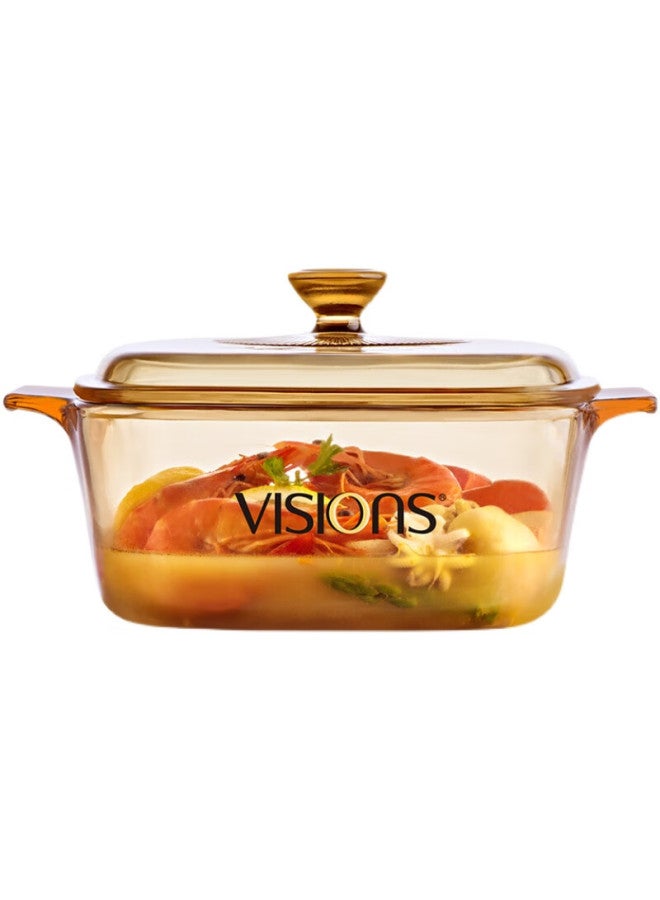 Visions 1.5l Square Soup Pot High Temperature Resistant Glass Stew Pot Cooking Pot Crystal Clear Double Ear Pot Direct Fire Heating - Image 2