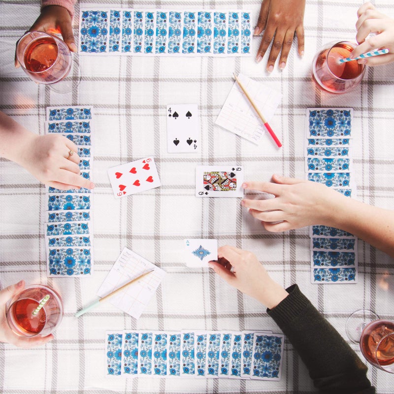 Brybelly Let's Play Bridge | 6 Decks of Colorful, Watercolor Inspired Floral Playing Cards | Special Low-Vision 4-Color Index! | Classic Family Game Includes 25 Scorecards - Image 5