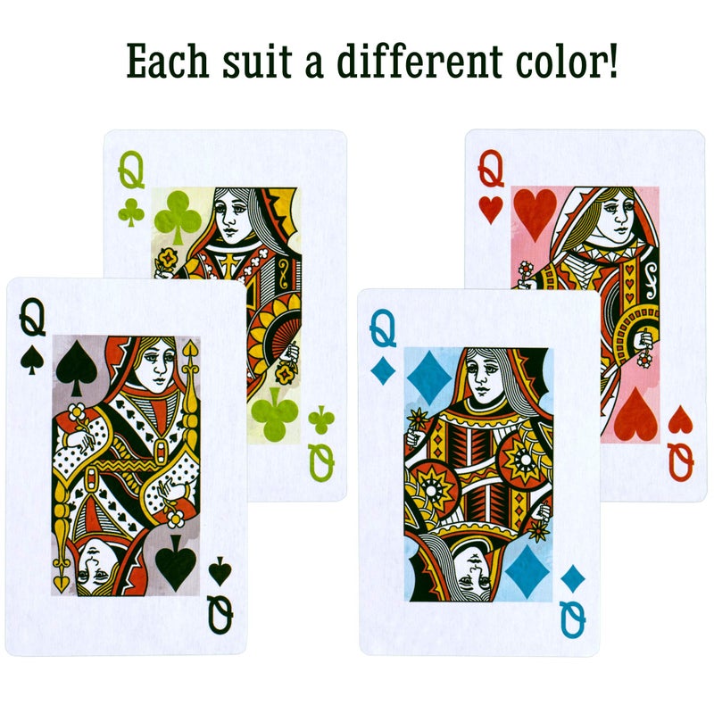 Brybelly Let's Play Bridge | 6 Decks of Colorful, Watercolor Inspired Floral Playing Cards | Special Low-Vision 4-Color Index! | Classic Family Game Includes 25 Scorecards - Image 4