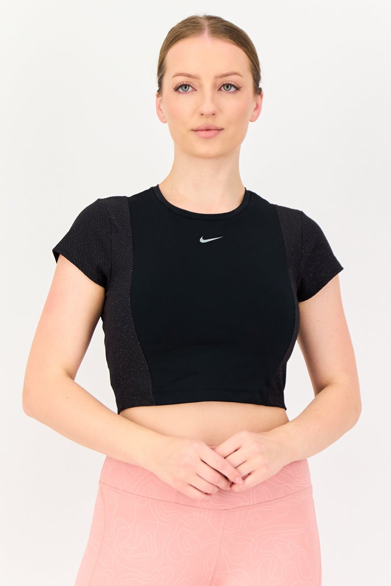 Nike Women Dri-Fit Short Sleeve Training Top, Black - Image 1