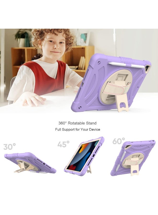 NIBEMINENT Case for ipad 9th/8th/7th Generation 10.2'' Heavy Duty Screen Protector 360° Rotating Stand Handle Pencil Holder Shockproof Drop Protection Shoulder/Hand Strap Durable Kids-Friendly  - Image 2