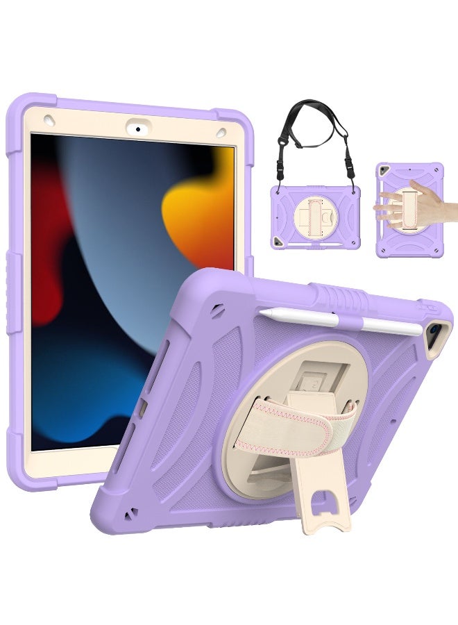 NIBEMINENT Case for ipad 9th/8th/7th Generation 10.2'' Heavy Duty Screen Protector 360° Rotating Stand Handle Pencil Holder Shockproof Drop Protection Shoulder/Hand Strap Durable Kids-Friendly  - Image 1