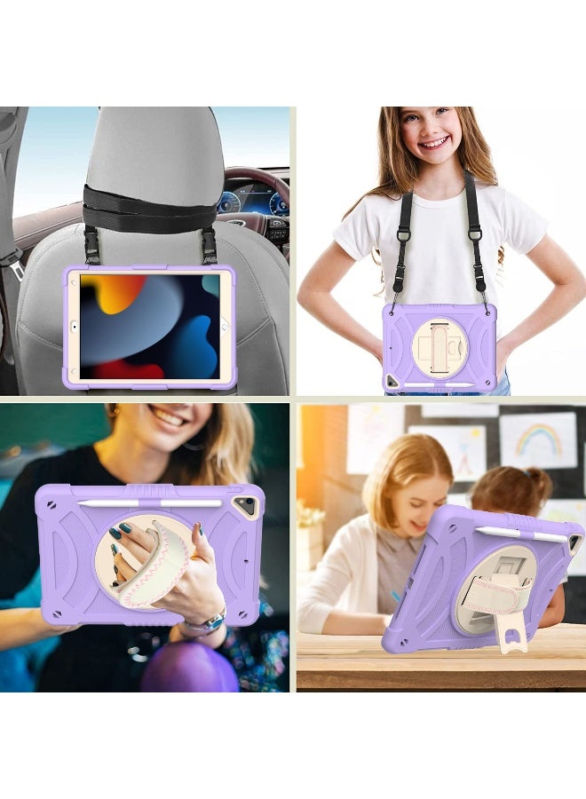NIBEMINENT Case for ipad 9th/8th/7th Generation 10.2'' Heavy Duty Screen Protector 360° Rotating Stand Handle Pencil Holder Shockproof Drop Protection Shoulder/Hand Strap Durable Kids-Friendly  - Image 3