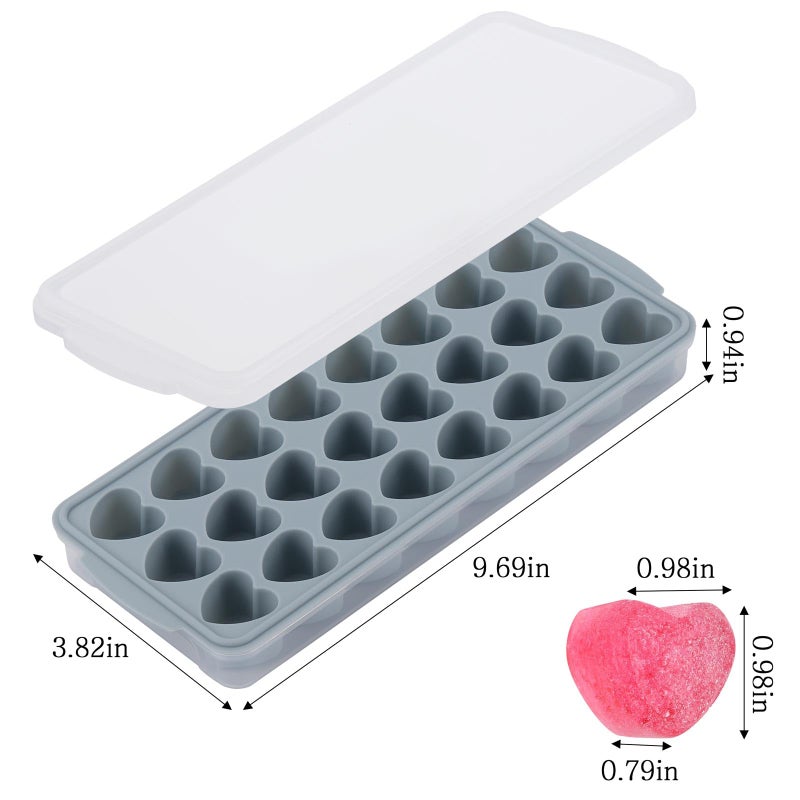 BTYMS Heart Shaped Ice Cube Trays with Lid and Bins, Silicone Chocolate Mold, Easy Release Ice Trays, 24-Cavity Heart Molds for Ice Cubes, Gelatine, Baking and Candy - Image 2