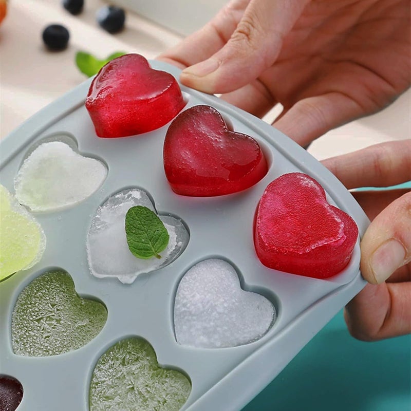 BTYMS Heart Shaped Ice Cube Trays with Lid and Bins, Silicone Chocolate Mold, Easy Release Ice Trays, 24-Cavity Heart Molds for Ice Cubes, Gelatine, Baking and Candy - Image 3