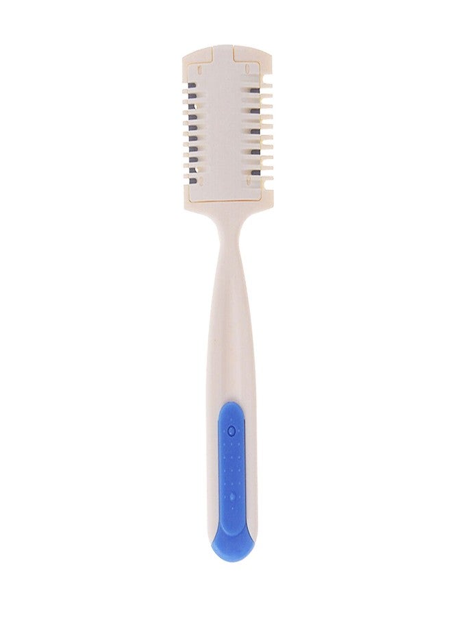 KIRA Cutter Comb Hair Shaper Razor Comb Double Edge Razor Hair Thinning Razor Comb for Home Salon Hair Cutting Styling Tools (White and Blue) - Image 1