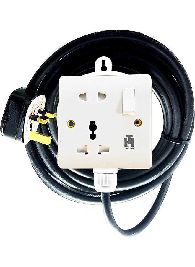 Hassan Hassan single socket extension universal 13A heavy duty power outlet extended cord (3 meter)  - Image 1