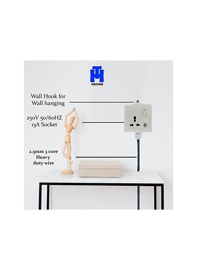 Hassan Hassan single socket extension universal 13A heavy duty power outlet extended cord (3 meter)  - Image 3