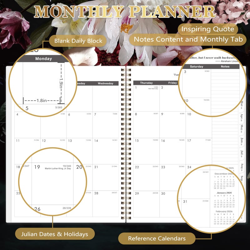 Vindora 2026-2027 Monthly Planner - Large Monthly Calendar Planner 2026-2027, 9'' x 11'', Jan. 2026 - Dec. 2027, 2 Year Calendar with Tabs, Twin-wire Binding, Useful Inner Pocket, Premium Paper - Image 3