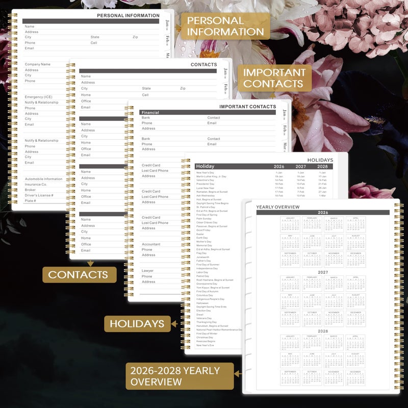 Vindora 2026-2027 Monthly Planner - Large Monthly Calendar Planner 2026-2027, 9'' x 11'', Jan. 2026 - Dec. 2027, 2 Year Calendar with Tabs, Twin-wire Binding, Useful Inner Pocket, Premium Paper - Image 4