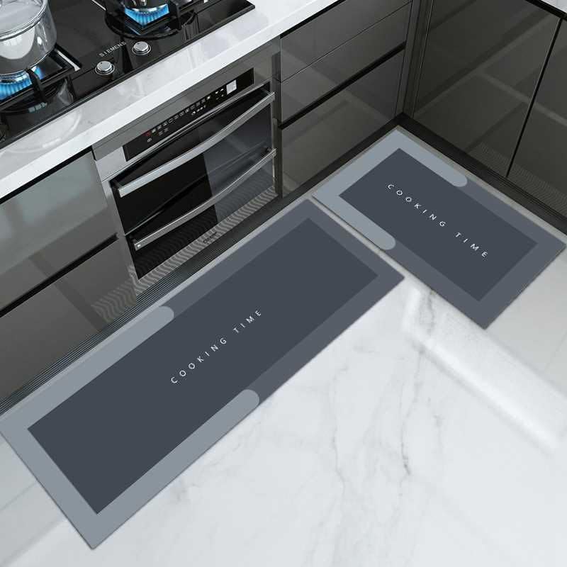Rewup -Kitchen mat-2 Pcs Kitchen Mats, Waterproof Memory Foam Kitchen Rugs, Standing Desk Mat Floor Mats, Comfort Runner Rug Carpets for Kitchen Floor, Sink (Cooking Time) - Image 1