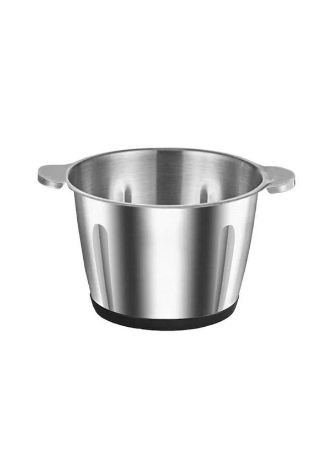 كيتشن إكسبرت مفرمة لحوم كهربائية 2 لتر فضية، مفرمة طعام كهربائية من الفولاذ المقاوم للصدأ، آلة معالجة طعام للحوم والخضروات والفواكه والمكسرات، سريعة وبطيئة بسرعتين - Image 2