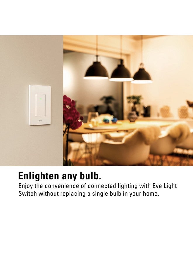 إيف مفتاح إضاءة Eve - مفتاح حائط متصل (Apple HomeKit)، مفاتيح فردية ومتناوبة ومتقاطعة، متوافق مع إعدادات متعددة المواقع، والجداول الزمنية، ولا يتطلب جسرًا، وبلوتوث، وخيوط - Image 2