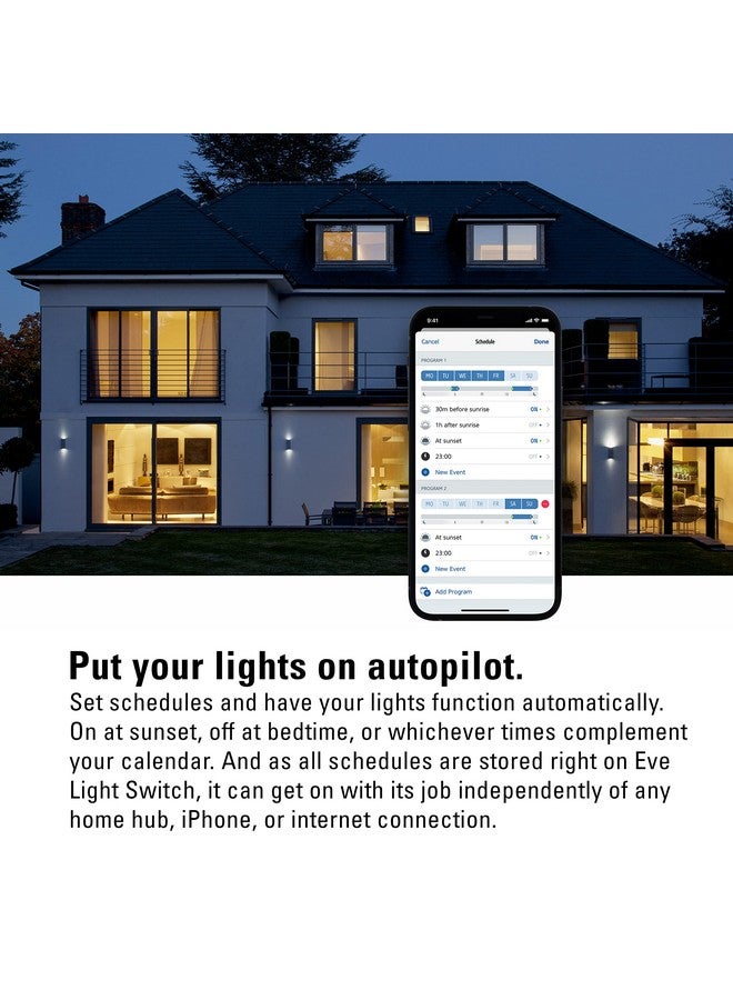 إيف مفتاح إضاءة Eve - مفتاح حائط متصل (Apple HomeKit)، مفاتيح فردية ومتناوبة ومتقاطعة، متوافق مع إعدادات متعددة المواقع، والجداول الزمنية، ولا يتطلب جسرًا، وبلوتوث، وخيوط - Image 4