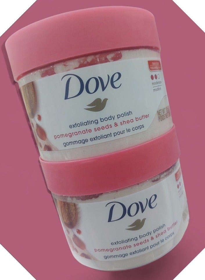 Dove Body Scrub (Pomegranate Seeds & Shea Butter) 298g 2pcs - Image 1