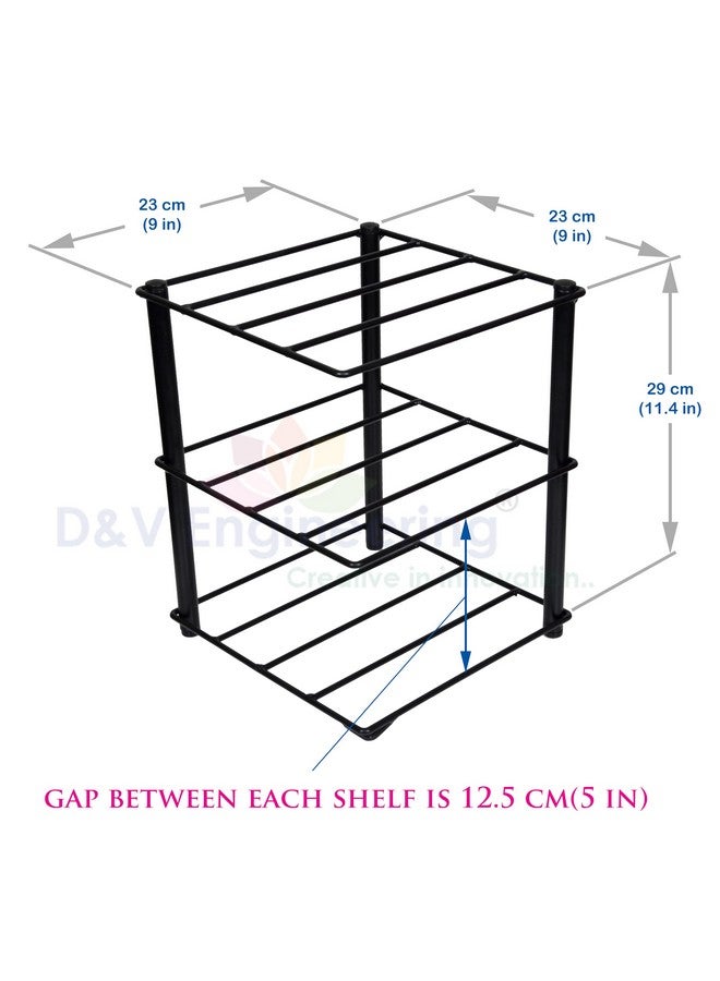 D&V ENGINEERING - Creative in innovation Multi Purpose 3-Tier Metal Kitchen Corner Shelf Rack, Cabinet Organizer/Tray - Image 3