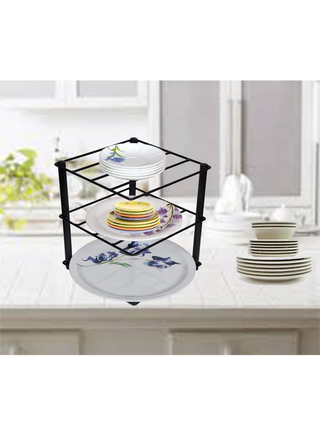 D&V ENGINEERING - Creative in innovation Multi Purpose 3-Tier Metal Kitchen Corner Shelf Rack, Cabinet Organizer/Tray - Image 1