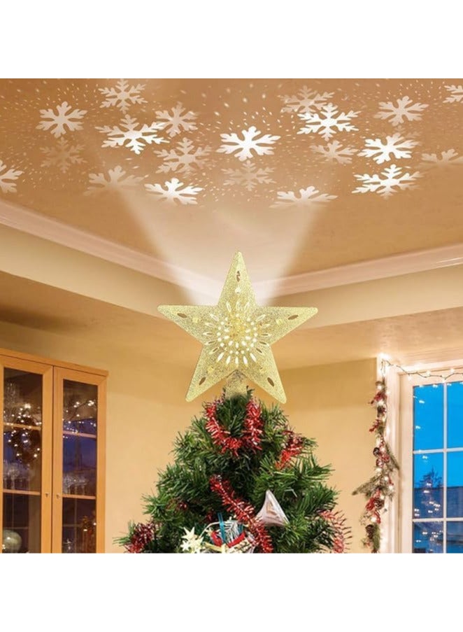 AUTOYSUR Christmas Tree Topper Star, LED Projector – Silver - Image 1