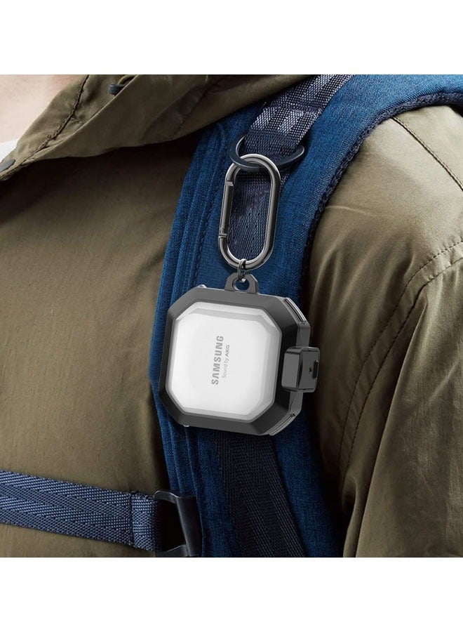 Carrying Case For Samsung Galaxy Buds FE Case,Shockproof Dustproof Housing Washable Protector Cover with Hook Carabiner (For Galaxy Buds 2 Pro/Buds 2/Buds Pro/Buds Live) Black/Clear - Image 5