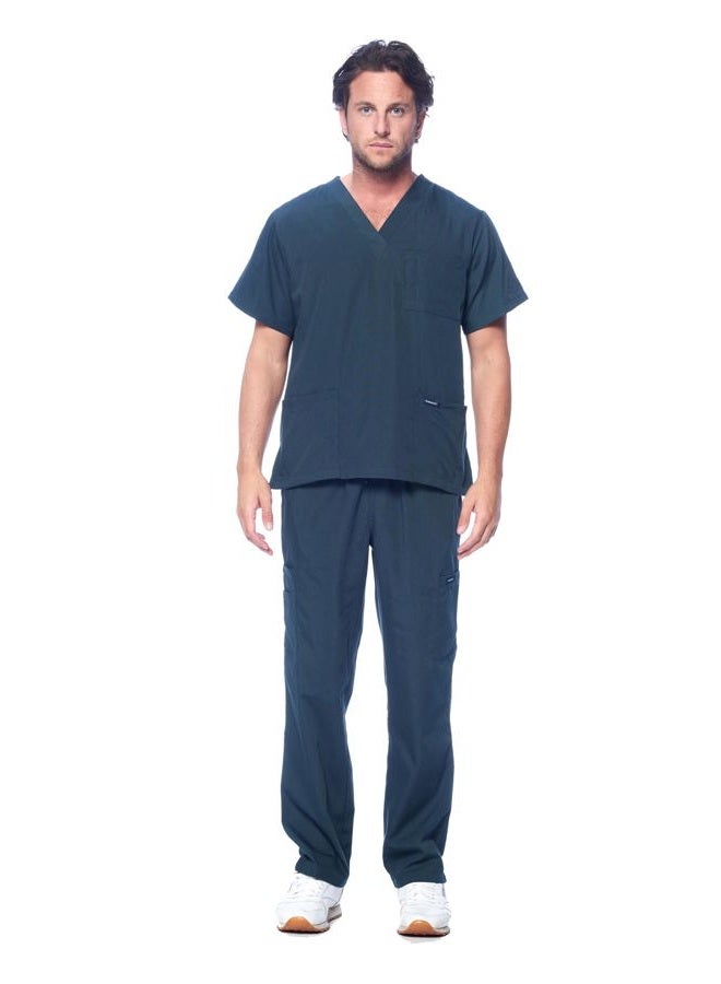 Dagacci Scrubs Medical Uniform Mens Scrub Set Medical Scrubs Top and Pants, Hunter Green, S - Image 1