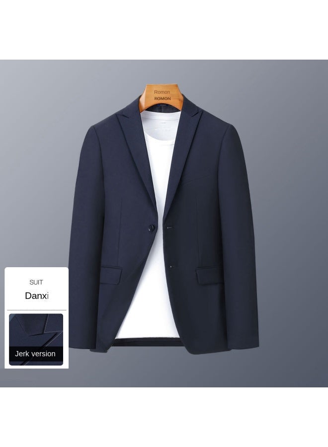 ROMON بدلة رجال عمل كاجوال، سترة كاجوال ضيقة تناسب الرجال ذات زر واحد - Image 2