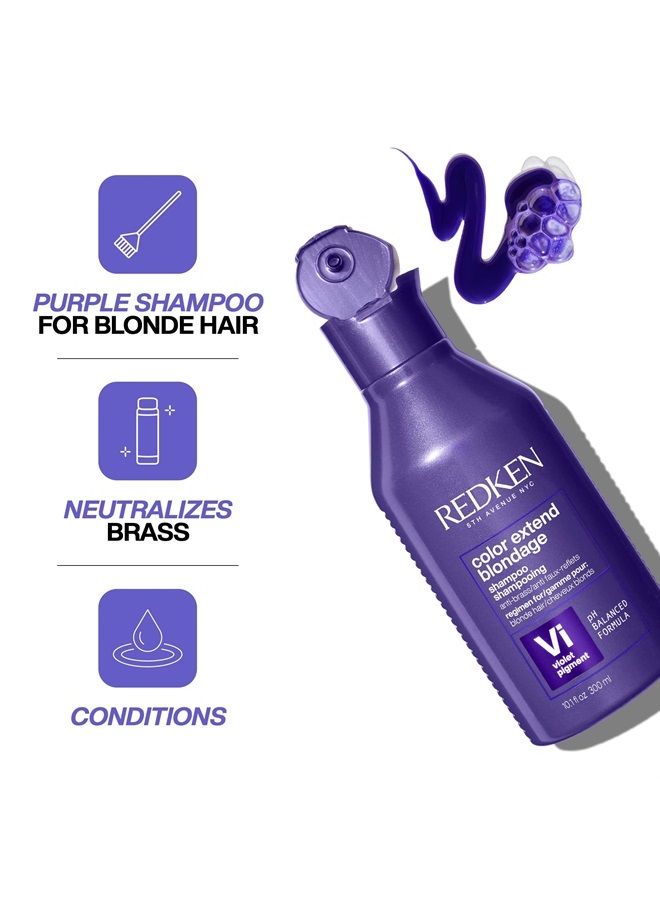 REDKEN شامبو Redken Blondage Color Depositing Purple | يعمل على تحييد درجات اللون النحاسي في الشعر الأشقر | بحمض الساليسيليك | شامبو لتلوين الشعر الأشقر الفاتح والرمادي | للشعر الأشقر أو المبيض أو المصبوغ - Image 2