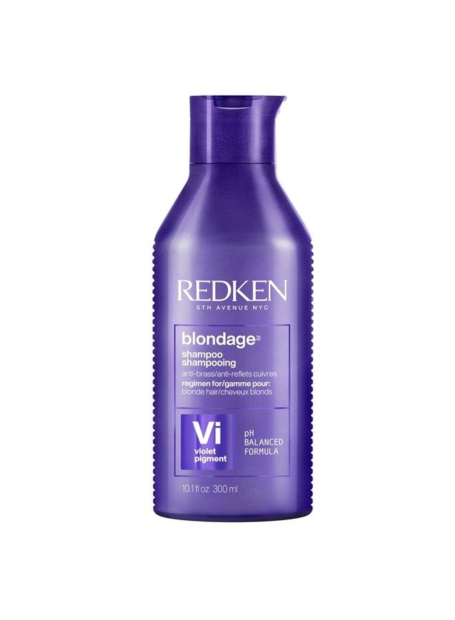 REDKEN شامبو Redken Blondage Color Depositing Purple | يعمل على تحييد درجات اللون النحاسي في الشعر الأشقر | بحمض الساليسيليك | شامبو لتلوين الشعر الأشقر الفاتح والرمادي | للشعر الأشقر أو المبيض أو المصبوغ - Image 1