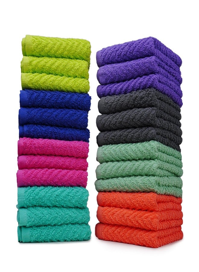 ZUPERIA Zigzag Multicolor Wash Cloths -24 Pack -12" x 12"- Highly Absorbent Soft Washcloths for Face, Gym Towels, Hotel Spa Quality, Reusable & Multipurpose Wash Cloth Towels - Image 1