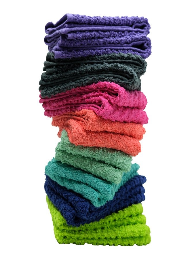 ZUPERIA Zigzag Multicolor Wash Cloths -24 Pack -12" x 12"- Highly Absorbent Soft Washcloths for Face, Gym Towels, Hotel Spa Quality, Reusable & Multipurpose Wash Cloth Towels - Image 2