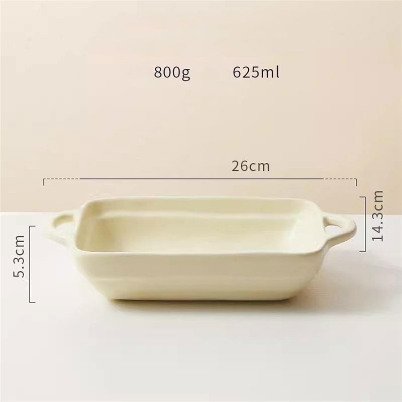 Casserole Dish Ceramic Cheese Baked Rice Baking DishDouble Ear BowlHome Microwave Oven Dining Dish Wide Spaghetti Kitchen(Khaki,7.6inch) - Image 2
